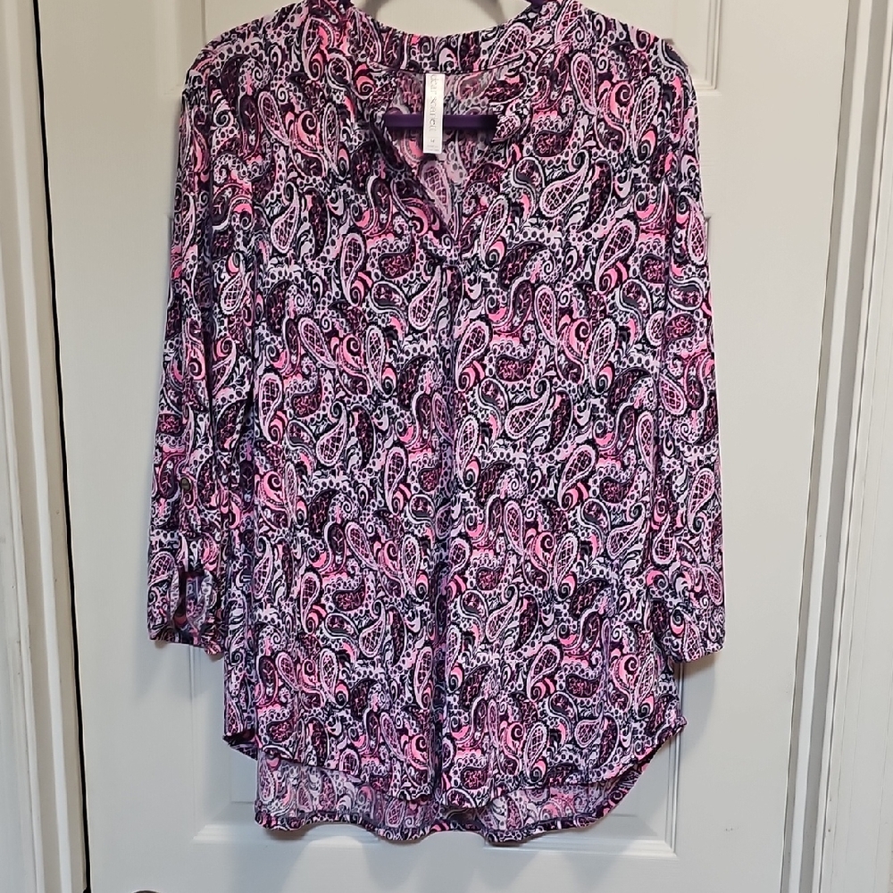 Scarlett Paisley Blouse - Pink and Black